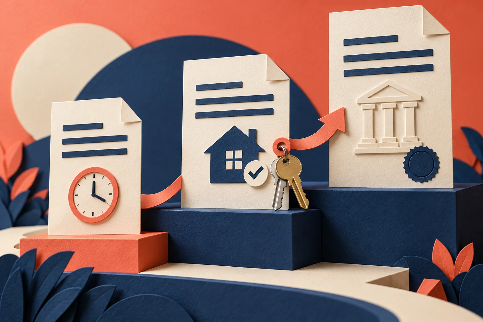 Illustrated progression from a temporary order through supervision records to a final court order