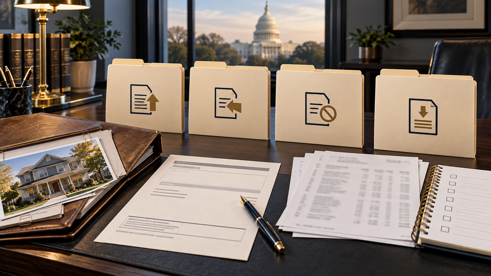 A sealed immigration judge decision, thirty-day calendar, delivery receipt, notice-of-appeal packet, and organized hearing record.