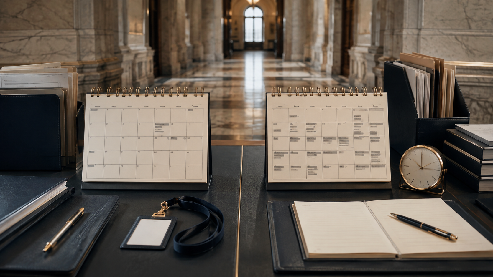 A split-scene illustration showing two contrasting environments: one side depicts a secure institutional corridor with locked doors and limited natural light, the other shows an open community setting with a calendar and paperwork on a desk
