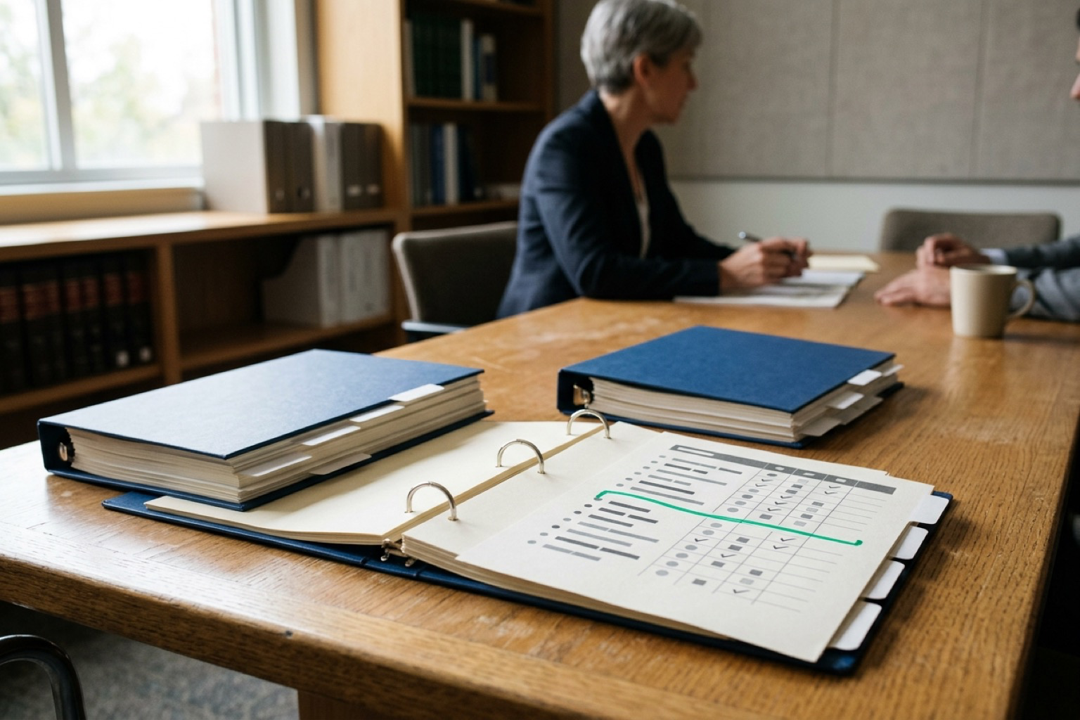 Agency directive and background-check chronology on counsel’s desk