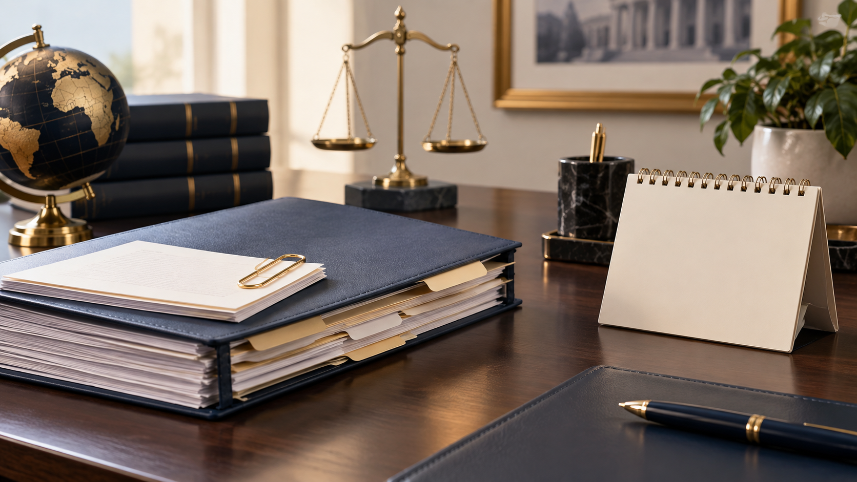 A custody file with a calendar and a separate set of newly organized evidence