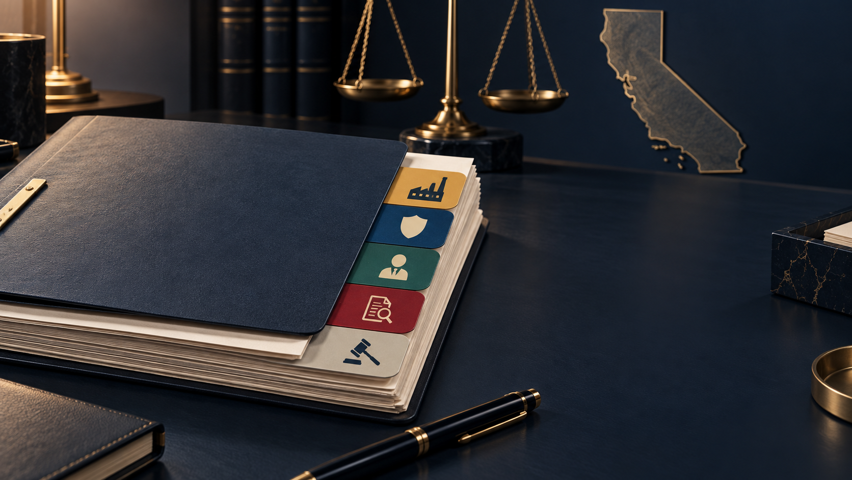 A workers’ compensation case file with employer, carrier, administrator, discovery, and hearing tabs