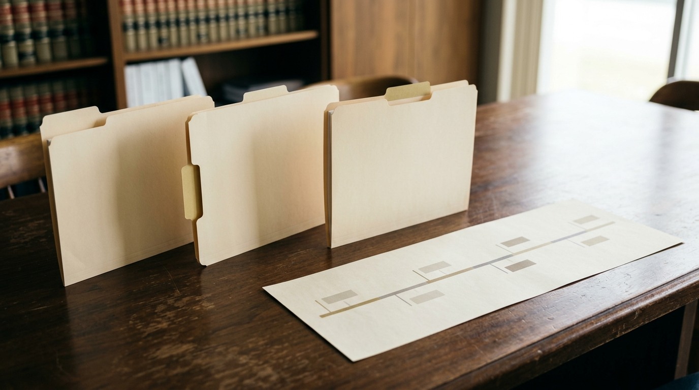 Medical reports and personnel-action timelines arranged for psychiatric causation review