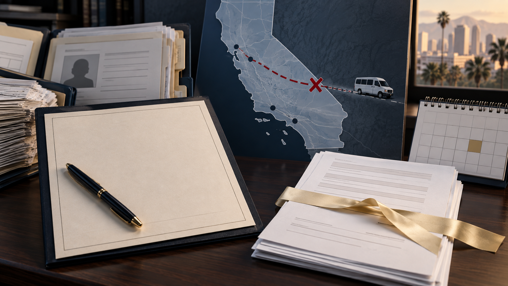 A federal habeas order, release papers, hearing calendar, and blocked re-detention route on a Southern California map.