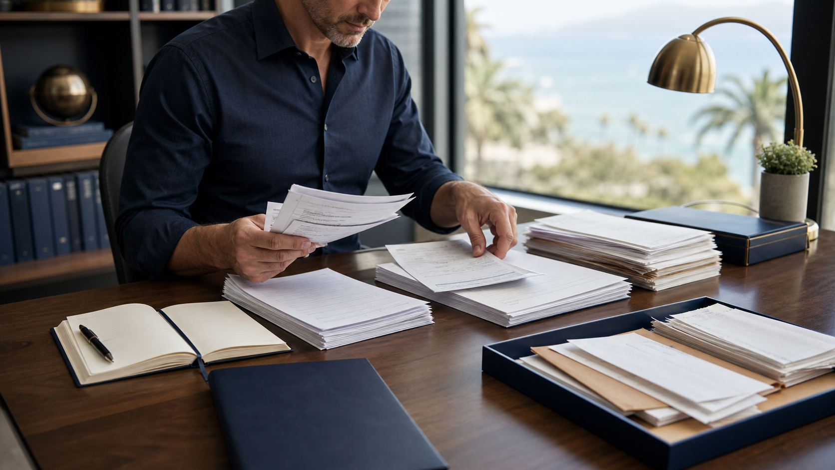 Organized official records and planning materials for tax review