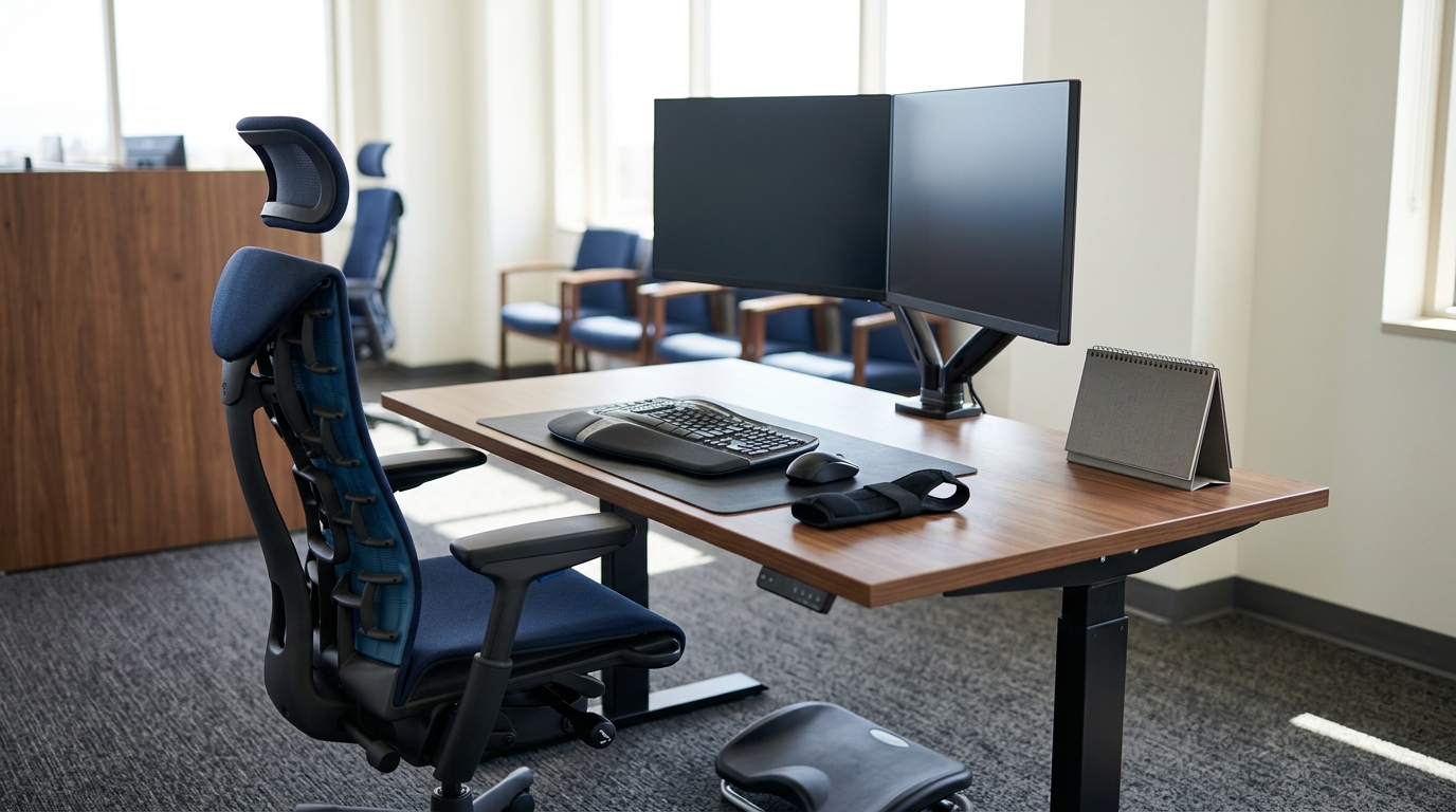 Injured employee discussing work restrictions in a professional office