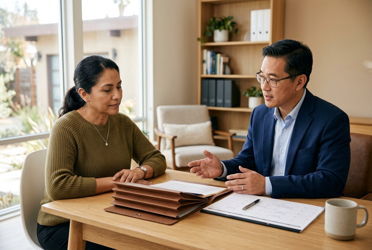 Client consulting privately with an immigration attorney