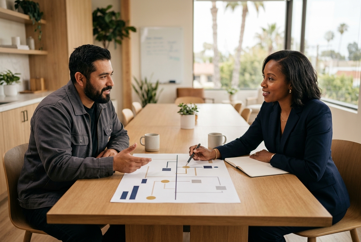 California worker discussing a claim timeline with an attorney